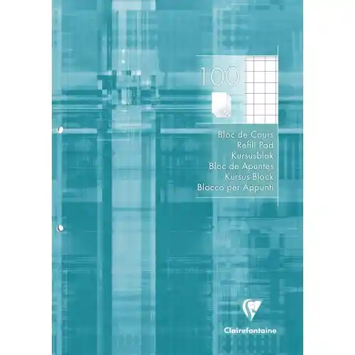 Notitieblok 90 g, 100 vellen, A4, ruitjespatroon 10 x10 mm | Clairefontaine Notitieblok 90 g, 100 vellen, A4, ruitjespatroon 10 x10 mm | Clairefontaine